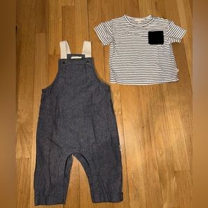 Toddler Boy Greige Overall Set